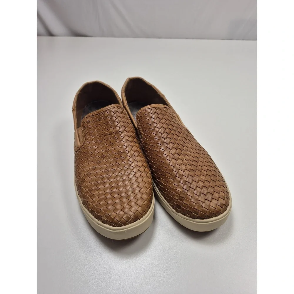 OluKai Lae'ahi Lauhala Shoes Mens Size 15 Brown Woven Leather Slip On Casual